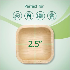 Indochine Art Palm Leaf Mini Dipping Bowl 2.5 Inch | Pack 50 | Premium Disposable Dipping Bowls | Eco Friendly, Compostable & Biodegradable | Best For Birthday Party, Wedding