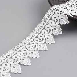 URROMA White Lace Trim 5 Meters Venice Lace Ribbon Embroidery Lace Border Floral Craft Lace for Sewing Craft Home Decoration 5cm