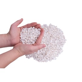 LONGTEAM Decorative Stones, Natural Polished Pebbles, Outdoor Indoor Gravel for flower pot, Fish tank, Landscaping, Vase Fillers (1.9 lb, White)