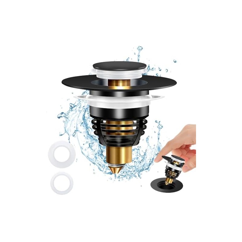 Tapón Universal Fregadero de Baño, 99% Aptos (27-41mm)（Negro）