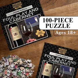 Bepuzzled Classic Mystery Jigsaw Puzzle - Foul Play & Cabernet, Red