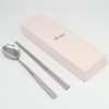 Pristine pastel-colored, premium, high-quality domestic cutlery set with good grip,
