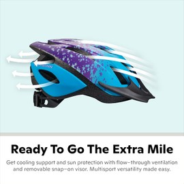 Schwinn Thrasher Kids Bike Helmet, Boys And Girls, Fits 50 - 54cm Circumference, Ages 5-8 Year Olds, Lightweight, Detachable Visor, CPSC Safety Certified, Child, Blue/Purple