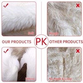 FDY MY Extra Large Christmas Tree Skirt 60 inches Pure White Faux Fur Tree Skirt for Merry Christmas & New Year Party Holiday Home Decorations