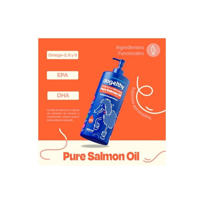 Dogelthy Pure Salmon Oil Aceite de Salmon con Omega 3,6