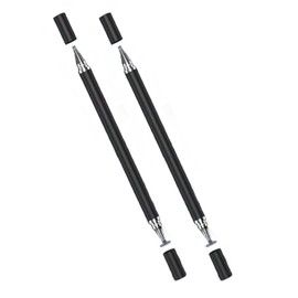 HaawStez Stylus Pens Disc Tip 2in1 Ballpoint Pen Sensitive Capacitive Disc Stylus Touch Pen for Smartphone Tablet Laptop Devices with Capacitive Touch Screens (Black 2pcs)