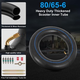 80/65-6 Heavy Duty Scooter Inner Tube (2-Pack), Thickened 10 Inch 255x80 10x2.50 10x3.0 Electric Scooter Tube with Tire Levers & Valve Kit