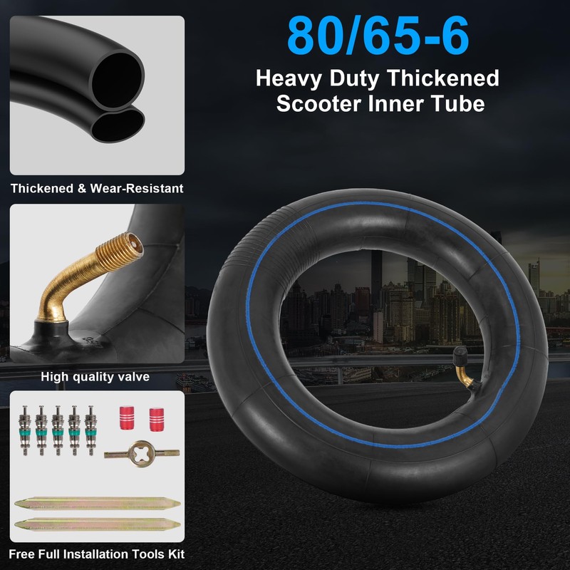 80/65-6 Heavy Duty Scooter Inner Tube (2-Pack), Thickened 10 Inch