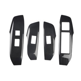 Red Black Carbon Fiber Pattern Interior Accessories Door Window Lock Switch Lift Cover Fit for 2015 2016 2017 2018 2019 2020 Lexus NX200t NX300 NX300h (Black)