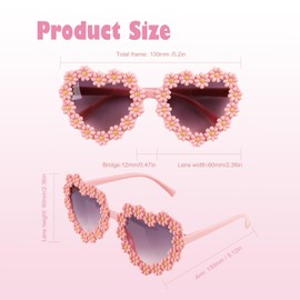 Saimiy Heart Daisy Sunglasses for Girls,Toddler Sunglasses Age 2-4,Suitable for Outdoor Activities and Parties（yellow）