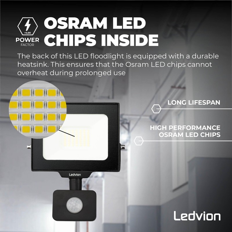 Ledvion LED Spotlight with Motion Sensor 30 W IP44 6000