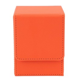 Cajas de Cartas de Baraja de Cuero, Caja de Juego de Baraja de Cartas Resistente a los Arañazos para Caja de Cartas Coleccionables Compatible con Barajas MTG Commander (Naranja)