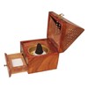 vrinda Wooden Pyramid Cone/Charcoal Burner with Storage Net Carving