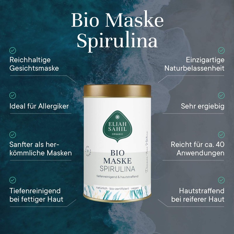 BIO Spirulina Face Mask, Completely Plastic-Free, Deep Cleansing Algae Mask,
