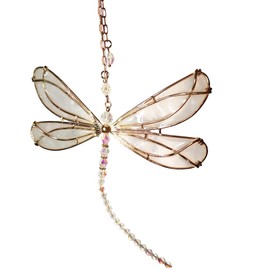 CREATCABIN Suncatchers Dragonfly Crystal Sun Catcher Prism Suncatcher Craft Stained Glass Window Hanging Ornament Clear with Rainbow Maker Pendant for Women Adults Indoor Outdoor Garden Decor 10x6in