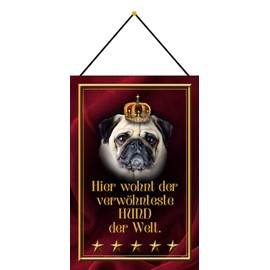 Blechschild With cord 30 x 20 cm Here lives the most pampered dogs in the world. - Blechemma