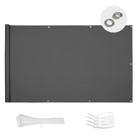 SUN BLOCK Balcony Privacy Screen 75 x 300 cm Balcony Cover PES UV Protection Balcony Protection Weatherproof with Cable Ties, Anthracite