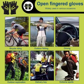 Fingerless Fishing Gloves, Sun UV Protection Gloves Anti Slip Gloves Men and Women Fishing, Boating, Kayaking, Hiking, Running, Cycling and Driving (Green)