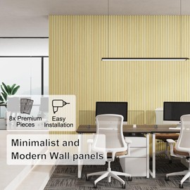 8 Pack Slat Wall Panels, WPC Soundproof 3D Wall Panel for Interior Wall Decor, 96 x 6 in (Oak)