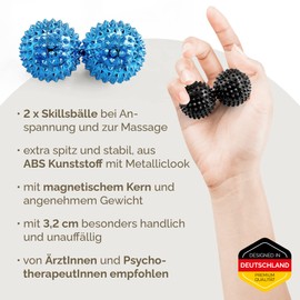 2 x DBT Skills Hedgehog Ball, Magnetic High Stress Acupressure Ball, for Stress Relief or Massage, Against Tension and for More Mobility and Concentration (Deep Blue)