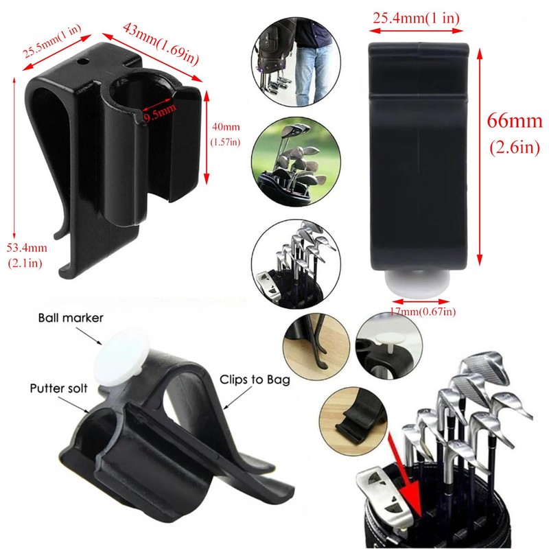 Meuey Lyot Golf Bag Clips Golf Bag Putter Holder Ball