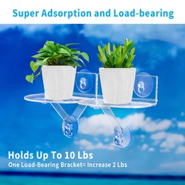 Skewo 2 Pack Acrylic Window Boxes Plant Shelves for Windows Suction Cup Shelf, with Load-Bearing Bracket Window Shelf for Plants Herb Pots, Indoor Plants, Window Sill Extender for Plants (Rectangle)