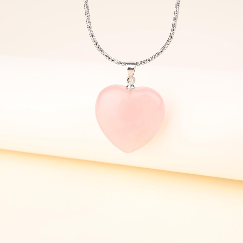 COAI Heart Rose Quartz, Love Fulfillment Necklace, Women's, rose quartz,