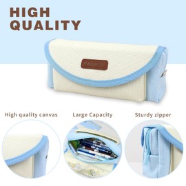 Bogirgal Pencil Case for Girls, Pencil Pouch Gift for Students Boys Kids Back to School, Aesthetic Pens Highlighters Stationery Supplies Storage Box (Blue)