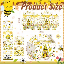 Dunzoom 24 Pcs Bee Candy Boxes with Handles Bee Party Favors Treat Boxes Goodie Bags Candy Gift Bags for Birthday Bee Party Baby Shower Wedding Supplies