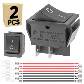 2-Pack UL Listed Rocker Toggle Switch with Wire, ON/Off DPST 4Pin Heavy Duty 20A Boat Switches for Home Auto Car Marine Boat, RK1-01, Black