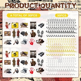 30Pcs Detective Murder Hanging Swirls Mystery Detective Crime Scene Ceiling Swirls Decorations Murder Dinner Evidence Marks Theme Party Supplies