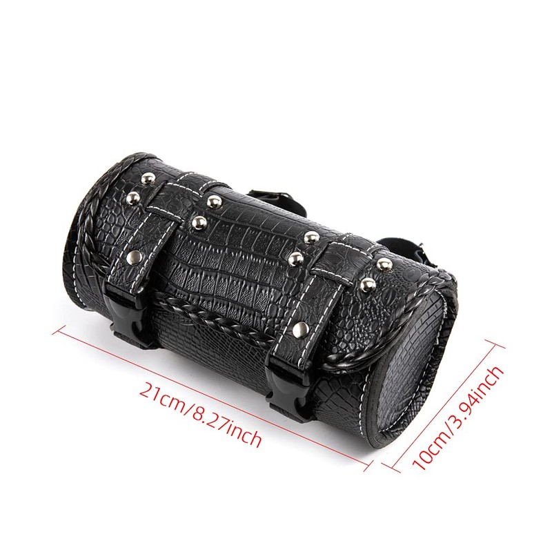APEBAZY Universal Motorcycle Handlebar Bag Quick Release Crocodile PU Leather