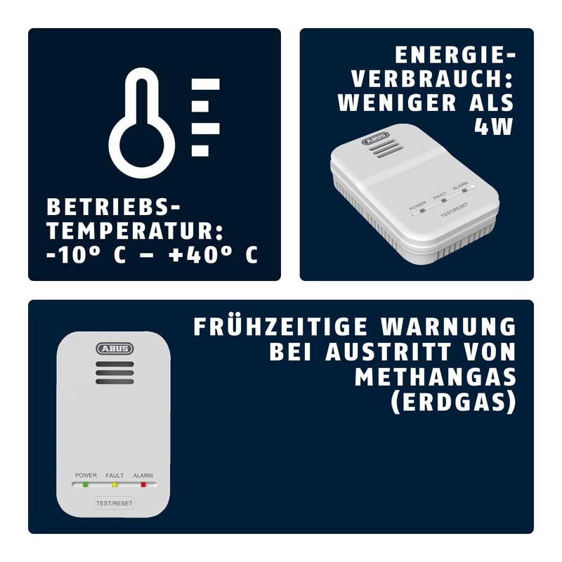 ABUS gas detector GWM100ME for gas heaters - natural gas
