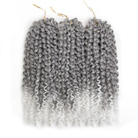 Curly Crochet Hair GoGo Curl Crochet hair for Women Deep Wave Braiding hair,Synthetic Bohemian Crochet Braid Water Wave Crochet hair Extensions(Grey/White, 12inch)
