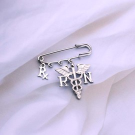 Registered Nurse Gift Medical RN Safety Pin for Graduation, Alloy Steel, no gemstone