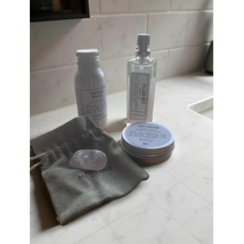 Wellbeing Kit, Organic Bath Oil, Eye Cream, Rose Quartz Stone, Pillow Mist, Vegan, Handmade in UK