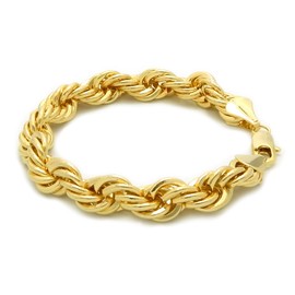 Unisex 80' Fashion 10mm 9" Hollow Rope Chain Bracelet in Gold Tone (10mm 9" Rope Bracelet)