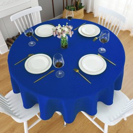 FOLINS&HOME 2 Pack Royal Blue Round Tablecloth - 70 Inch Waterproof 210 GSM Wrinkle Free Polyester Circle Table Cloth, Spillproof Washable Wipeable Table Cover for Party, Wedding, Dining (2 Pcs)