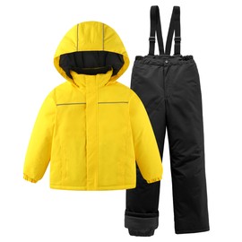 M2C Kids 2-Piece Snowsuit Thicken Patterned Ski Jackets and Pants Yellow 10-12