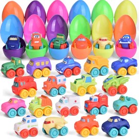 18PCS   Prefilled with Rubber Cartoon Cars for Kids   Hunting  Stuffers Goodie Bag Fillers Party Favor Supplies Gifts easter eggs