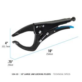 Channellock 104-10 10-inch Large Jaw Locking Pliers, Epoxy Resin Coating, Forged Steel, Large Jaw Design Accommodates Many Applications Including PVC, Oil Filters and Filter Housings and Conduit