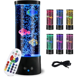 Bubble Fish Lamp,GWEUZMAL Multi Colour Changing Aquarium Light, 17colours Adjustable,Stress Relieving Mood Light Decoration,Suitable for Adults Kids,Home Office Decor Christmas Gifts