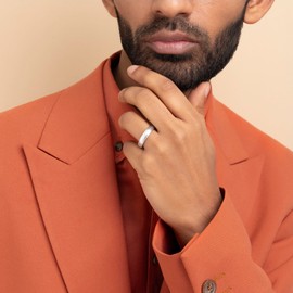 Amberta Solid 925 Sterling Silver Mens Wedding Ring Band | 5 6 8 mm Wide Thumb Court Shape Polished Silver Ring for Men: 5 mm - Size 11