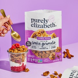 Purely Elizabeth Cookie Granola, Oatmeal Raisin, Gluten-Free, Non-GMO (3 Ct, 11oz Bag)