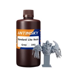 Antinsky Standard Lite Resin 3D Printer UV-Curing Resin 405nm Photopolymer for LCD/DLP High Activity High Precision Low Shrinkage Fast Curing Great Stability Low Odor Gray 1KG