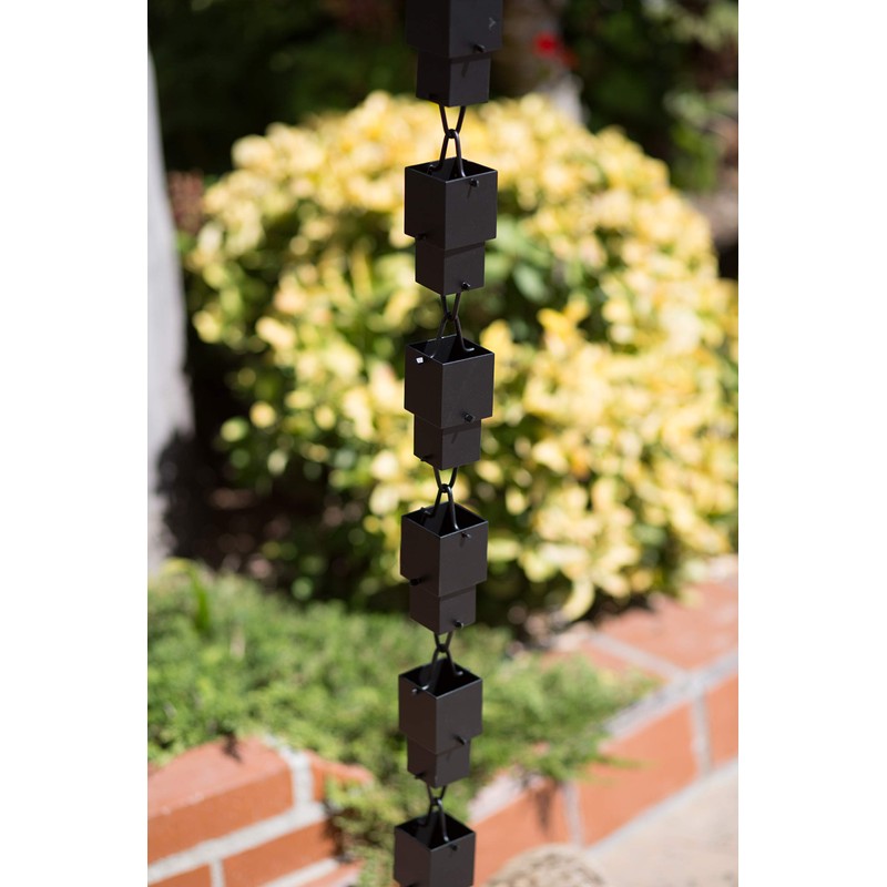 Monarch Rain Chains AluminumMulti Cube Rain Chain, 8.5 Ft Black