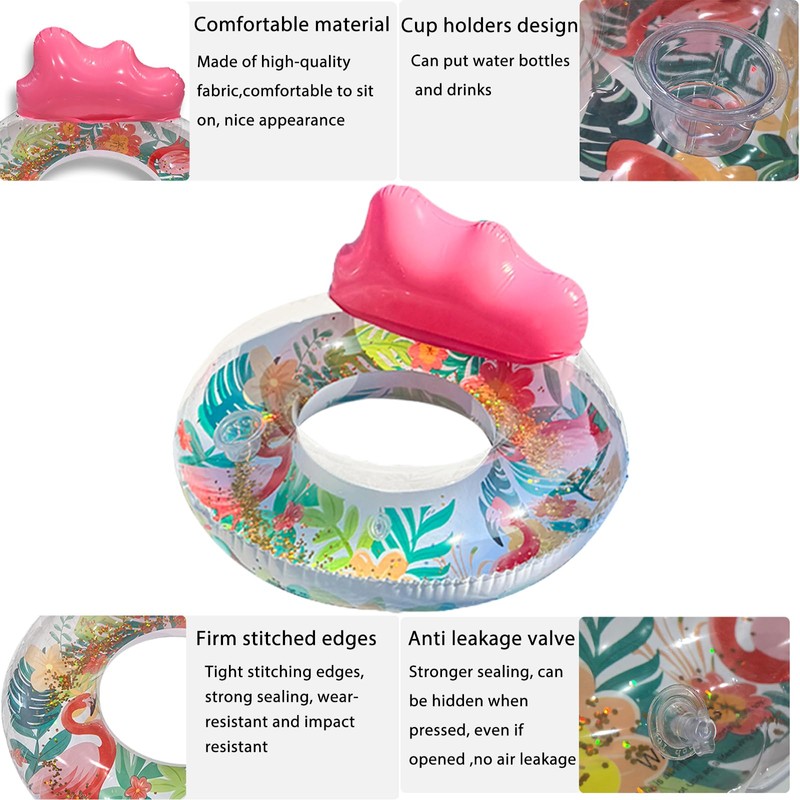 Double Adults Flamingo Inflatable Pool Floats with Cup Holders,Sunbathing Water