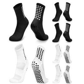 Calcetines de Fútbol, 6 Pares Calcetas Antiderrapantes Futbol Deportivas Algodón Transpirables, Medias Antideslizantes para Correr Largos, Calcetines Hombre para Baloncesto, Running, Yoga,Ciclismo,Gym