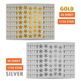 3500 Count Star Stickers for Paper Notebook, Journal Gold Silver Self-Adhesive Foil Star Labels 100 Sheets