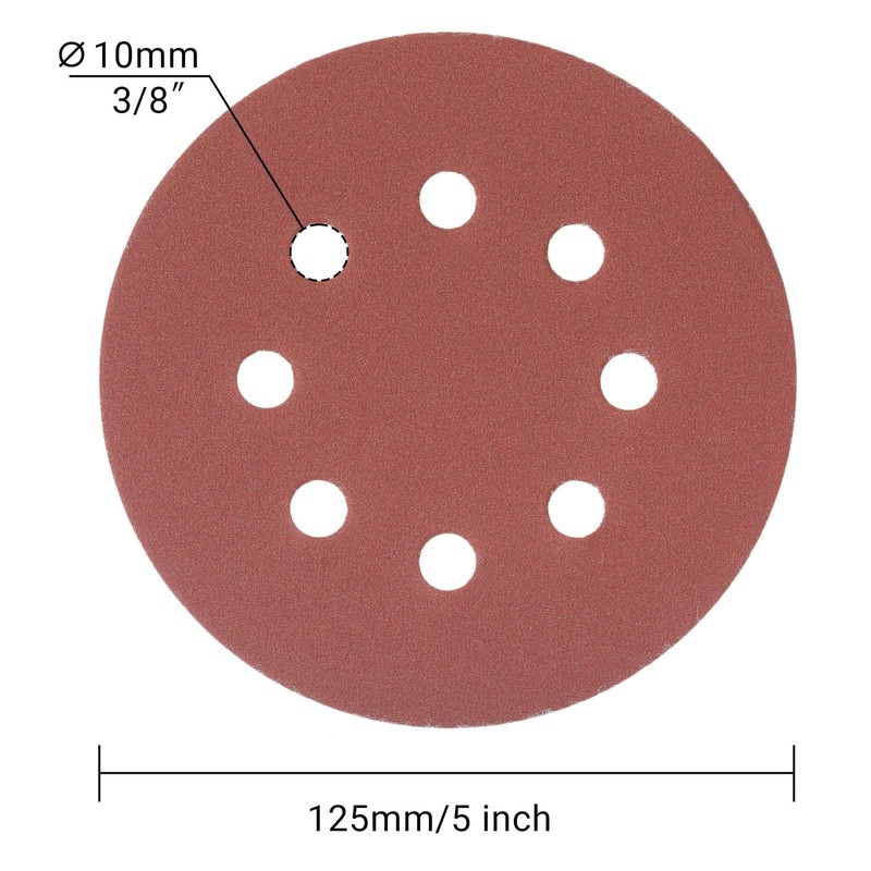 YoiYee 800 Grit Sanding Discs Pads, 8 Holes, 125mm/5-inch Hook